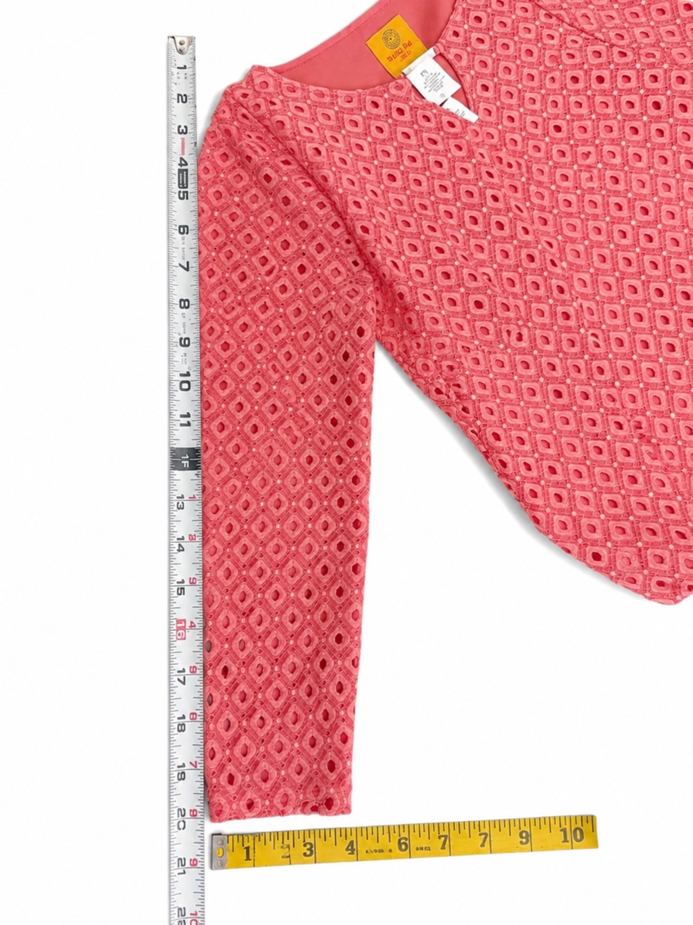 Ruby Rd. Coral Eyelet Blouse Chic Career Casual Top Size PS - Picture 5 of 7
